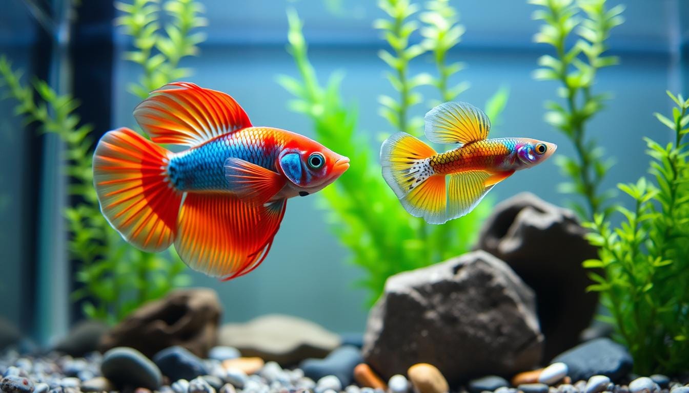 can a betta fish live with a guppy