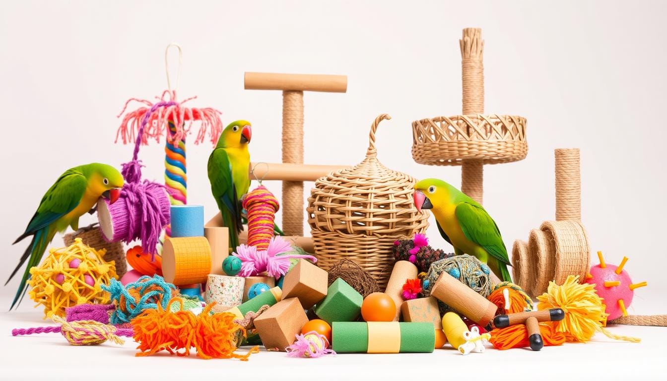 Exotic bird toys and enrichment
