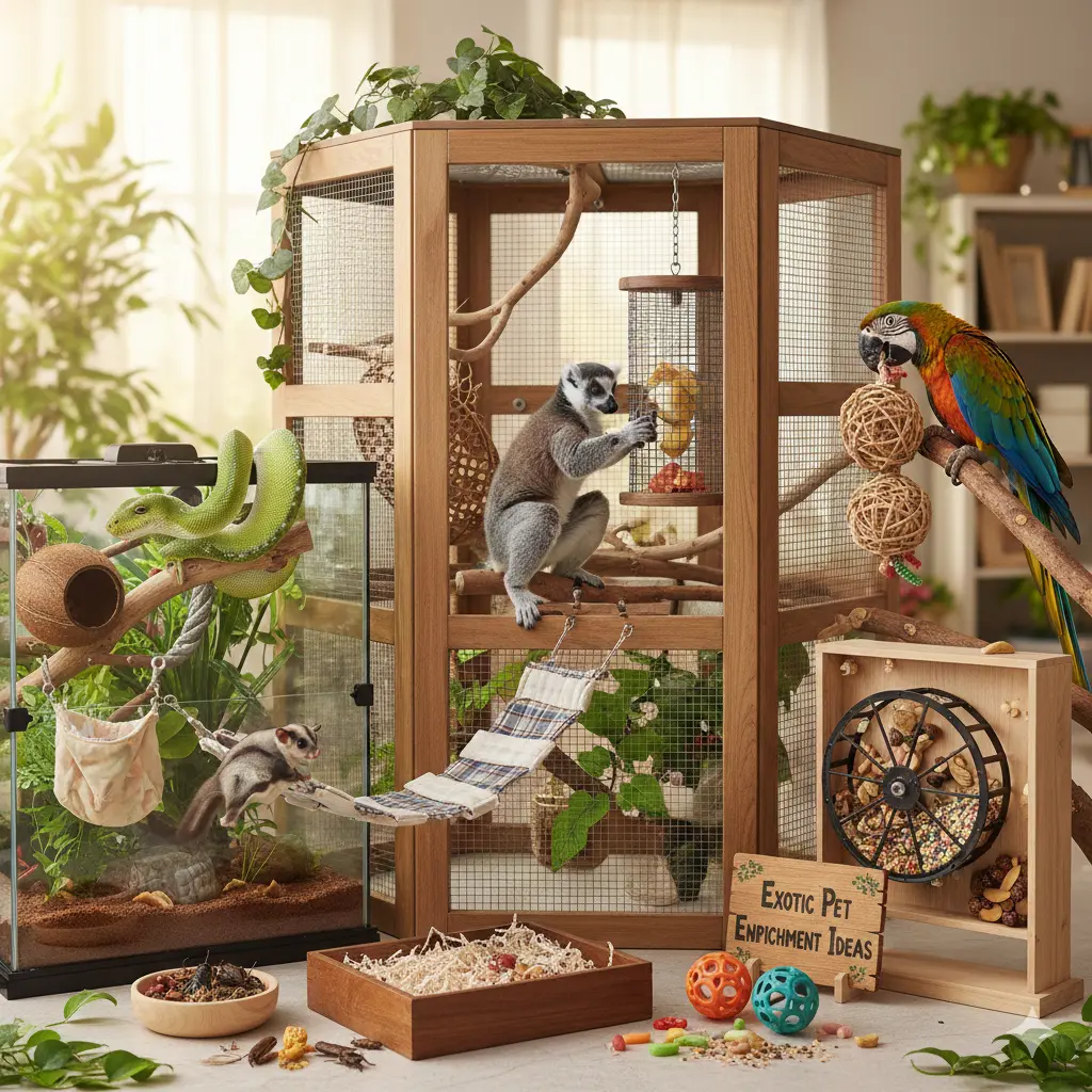 Discover 20 powerful exotic pet enrichment ideas to reduce boredom, boost mental health, and keep your reptile, bird, or small mammal happy.