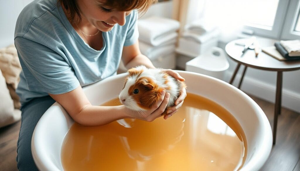 bathing a guinea pig