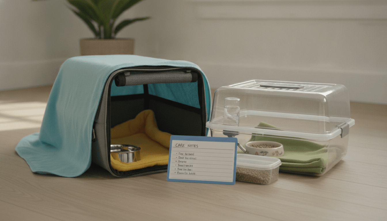 Covered ventilated bird carrier and secure small mammal travel enclosure