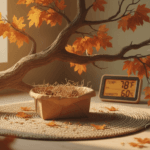 Indoor autumn enrichment station for exotic pets with foraging materials, safe branches, and habitat supplies