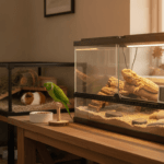 Exotic pet seasonal care setup for shorter days