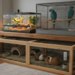 Bird, reptile, and small mammal habitats prepared for winter indoors